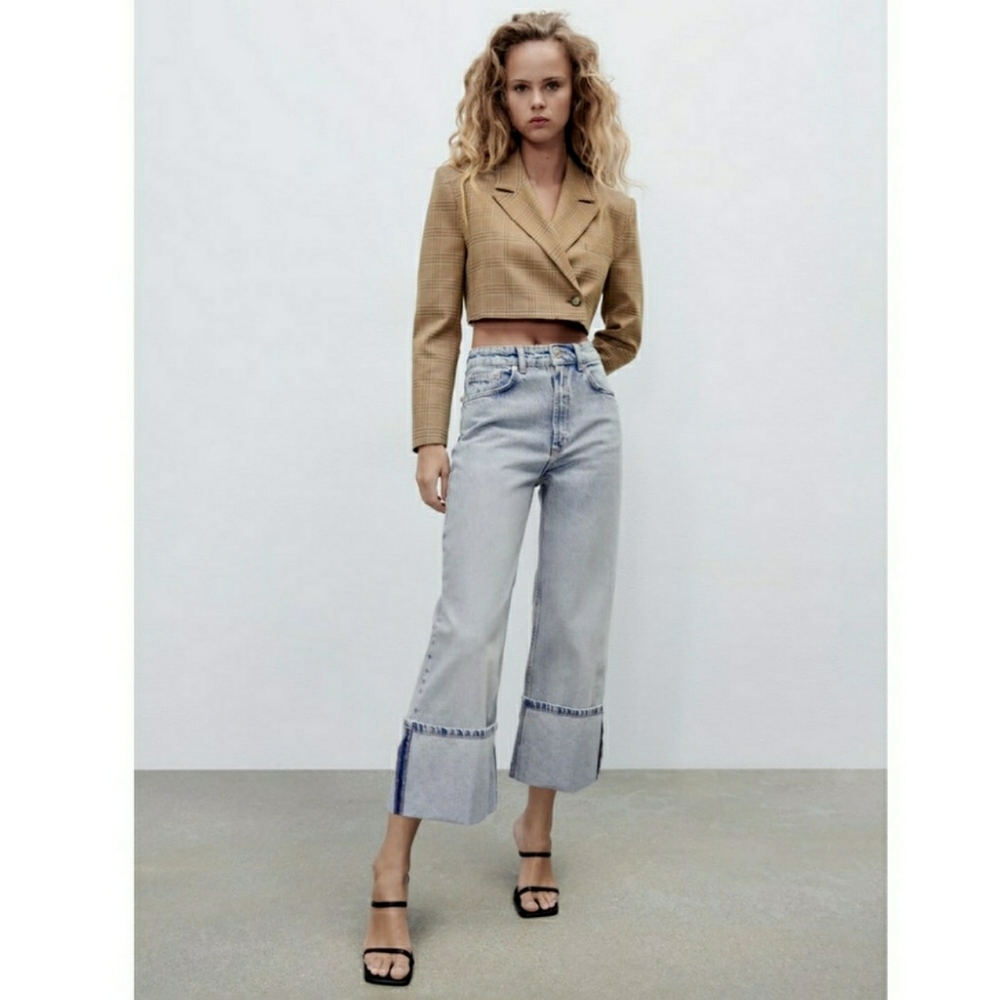 Zara Plaid Cropped Blazer Size S